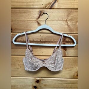 Victoria's Secret Unlined Demi Lace Underwire Bralette in Nude Blush